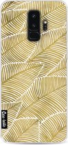 Casetastic Samsung Galaxy S9 Plus Hoesje - Softcover Hoesje met Design - Tropical Leaves Gold Print