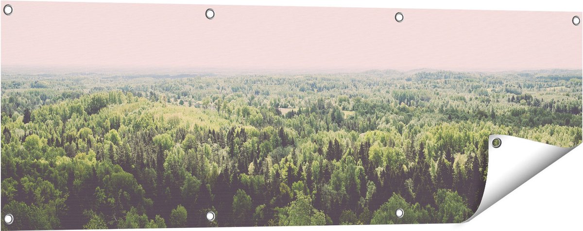 Gards Tuinposter Eindeloze Bos met Groene Bomen - 120x40 cm - Tuindoek - Tuindecoratie - Wanddecoratie buiten - Tuinschilderij Multikleur