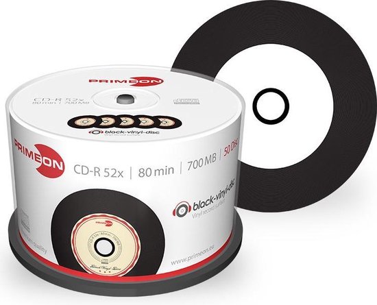 Primeon 2761107 CD-R 80 disc 700 MB 50 stuk(s) Spindel Vinyl, Bedrukbaar - Primeon