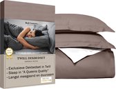 Bed Couture - Parure de lit en Katoen sergé - 200x200 + 2 taies d'oreiller 65x65 - Luxe 100% Katoen, toucher souple et ultra doux - Wit/ Nougat