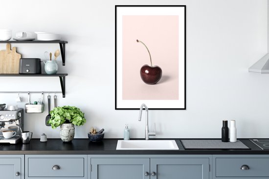 Fotolijst incl. Poster - Kers - Fruit - Rood - Stilleven - 60x90 cm - Posterlijst