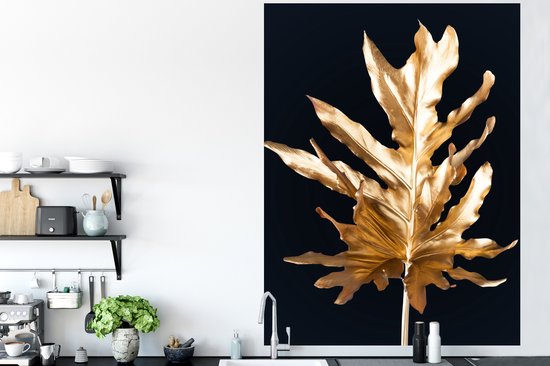 Muurstickers - Sticker Folie - Bladeren - Goud - Herfst - Natuur - Luxe - 120x160 cm - Plakfolie - Muurstickers Kinderkamer - Zelfklevend Behang XXL - Zelfklevend behangpapier - Stickerfolie
