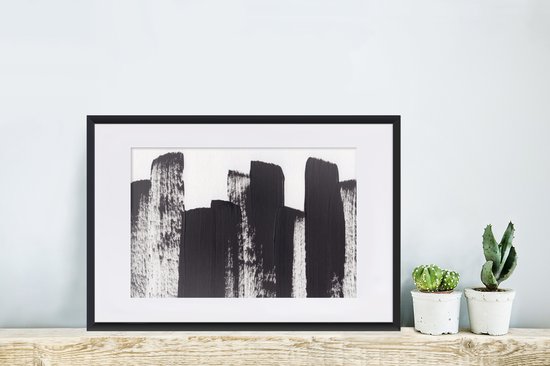 Cadre photo avec affiche - Peinture - Abstrait - Zwart - Wit - 60x40 cm - Cadre pour affiche