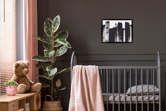 Cadre photo avec poster - Peinture - Abstrait - Zwart - Wit - 40x30 cm - Cadre poster