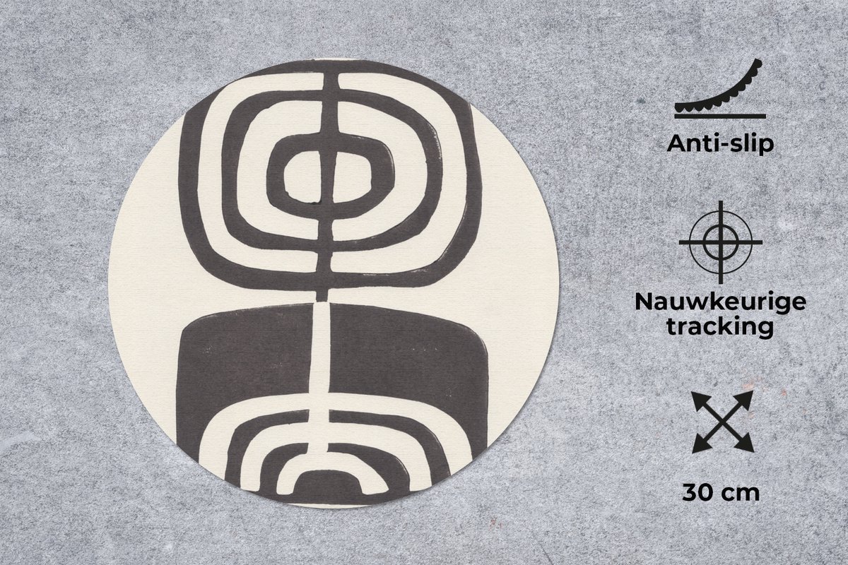 Muismat rond 30x30 cm - Mousepad Abstract - Zwart - Bloem - Plant - Ronde muismatten