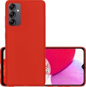 Hoes Geschikt voor Samsung A14 Hoesje Cover Siliconen Back Case Hoes - Rood