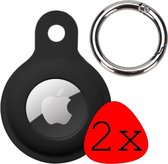 Hoesje Geschikt voor Apple AirTag Hoesje Case Hoesje Geschikt voor Apple AirTag Sleutelhanger Siliconen Hoes - Zwart - 2 Stuks