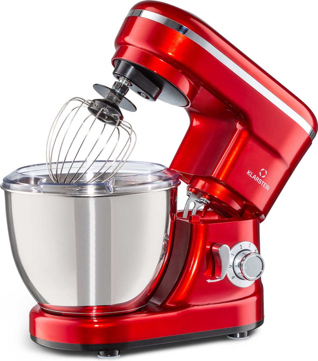 Klarstein Mini Bella Keukenmachine - roestvrijstalen mengkom van 4 liter - 1200 watt - 6 snelheden - Pulsfonctie - Roerfunctie