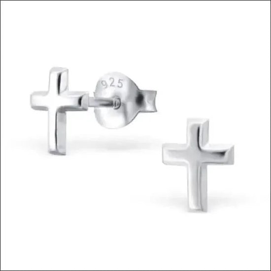 Aramat jewels ® - Zilveren oorbellen kruisje transparant zirkonia 925 zilver 7mm x 9mm