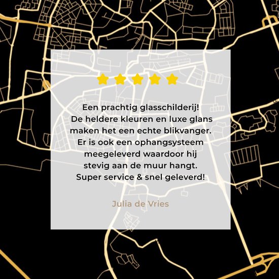 MuchoWow® Peinture sur verre 40x60 cm - Peinture sur verre acrylique - Carte - Leeuwarden - Simple - Or - Zwart - Photo sur verre - Peintures