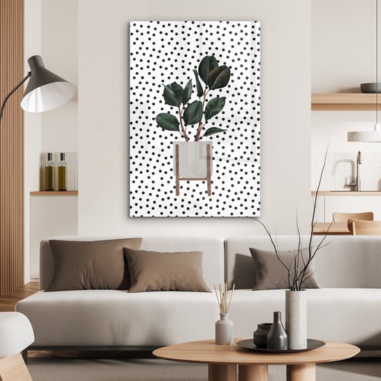 MuchoWow® Peinture sur verre 60x90 cm - Peinture sur verre acrylique - Plante d'intérieur - Jardinière - Plantes - Photo sur verre - Peintures