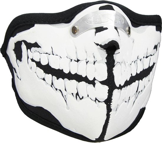 Mondkap Skimasker Skelet Tanden Print Zwart / Wit