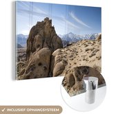 MuchoWow® Glasschilderij 90x60 cm - Schilderij acrylglas - Rotsvorming in woestijn Amerika - Foto op glas - Schilderijen