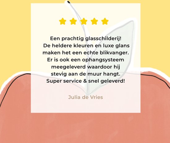 MuchoWow® Peinture sur verre 100x150 cm - Peinture sur verre acrylique - Pomme - Fruit - Texte - Photo sur verre - Peintures