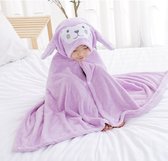 Baby Badhanddoek met hoodie – Konijn - Paars – 65 x 135 cm