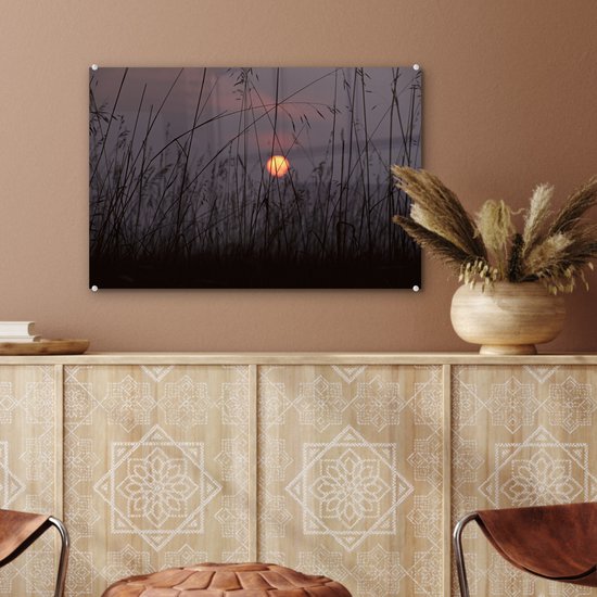 MuchoWow® Peinture sur verre 60x40 cm - Peinture sur verre acrylique - Le coucher de soleil à Emas - Photo sur verre - Peintures