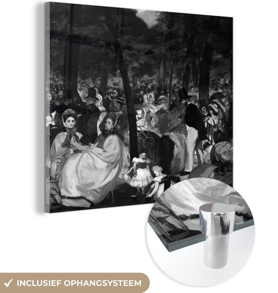 MuchoWow® Glasschilderij 50x50 cm - Schilderij acrylglas - Muziek in de Tuilerieën - Edouard Manet - Foto op glas - Schilderijen