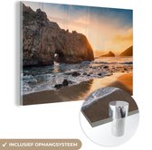 MuchoWow® Glasschilderij 120x80 cm - Schilderij acrylglas - Pfeiffer Beach bij de Big Sur in Amerika - Foto op glas - Schilderijen