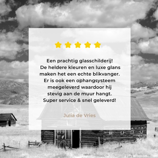 Peinture sur Verre - Amérique - Zwart - Wit - Grange - 120x90 cm - Peintures sur Verre Peintures - Photo sur Glas