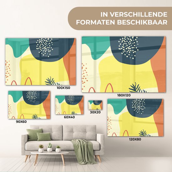 MuchoWow® Peinture sur Verre - Été - Formes - Abstrait - 30x20 cm - Peintures sur Verre Acrylique - Photo sur Glas