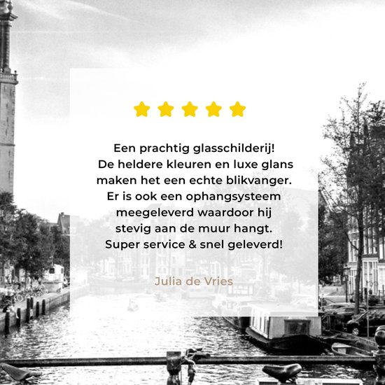 Peinture sur verre - Canal à Amsterdam - noir et blanc - 120x80 cm - Peintures sur Verre Peintures - Photo sur Glas