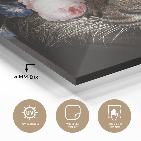 Peinture sur Verre - Tigre - Fleurs - Roses - 160x120 cm - Peintures sur Verre Peintures - Photo sur Glas