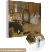 MuchoWow® Glasschilderij 20x20 cm - Schilderij acrylglas - The Dancing Class - Schilderij van Edgar Degas - Foto op glas - Schilderijen