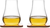 Sagaform set van 2 whiskey proef glazen met onderzetter