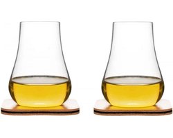 Sagaform set van 2 whiskey proef glazen met onderzetter Image