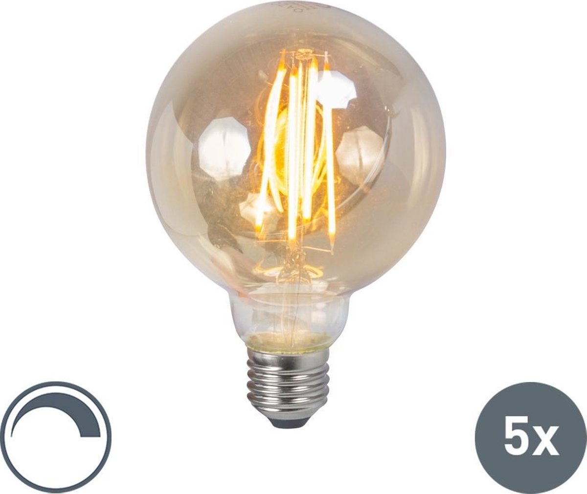 LUEDD Lot de 5 lampes fumées à filament LED E27 dimmable 5W 450lm 2200K