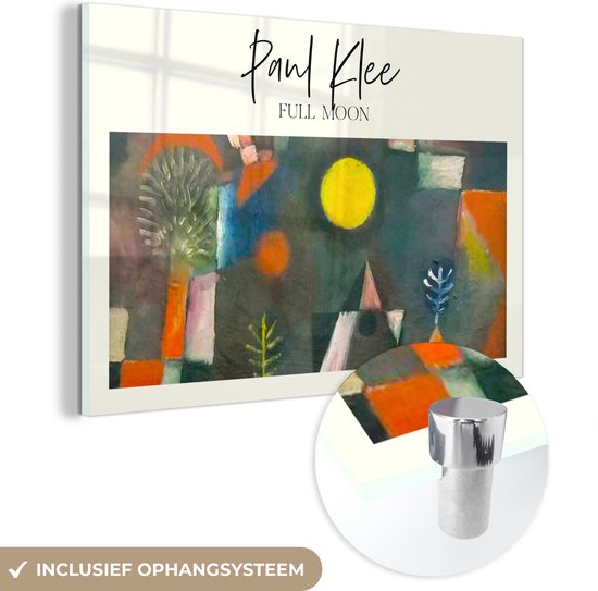 MuchoWow® Glasschilderij 90x60 cm - Schilderij acrylglas - Paul Klee - Schilderij - Full moon - Foto op glas - Schilderijen