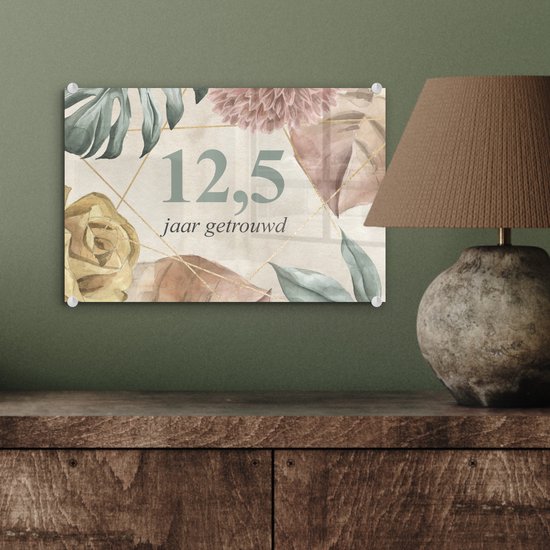 Peinture sur verre - Mariage - 12,5 ans - Design - 30x20 cm - Peintures Plexiglas
