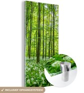 MuchoWow® Glasschilderij 20x40 cm - Schilderij acrylglas - Bos - Bomen - Groen - Foto op glas - Schilderijen
