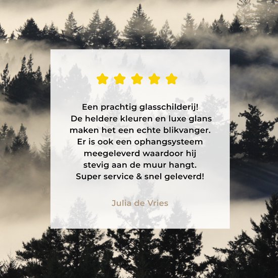 MuchoWow® Peinture sur Verre - Illustration Zwart& Blanc de Redwood dans le Brouillard - 90x60 cm - Peintures sur Verre Acrylique - Photo sur Glas