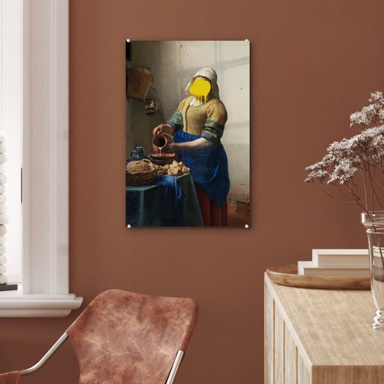 MuchoWow® Peinture sur verre 40x60 cm - Peinture sur verre acrylique - Melkmeisje - Johannes Vermeer - Peinture - Photo sur verre - Peintures