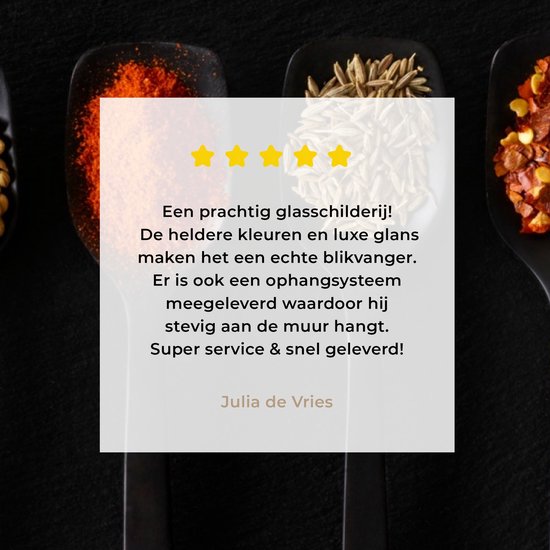 MuchoWow® Peinture sur verre 160x120 cm - Peinture sur verre acrylique - Cuillères - Épices - Zwart - Herbes - Rustique - Photo sur verre - Peintures