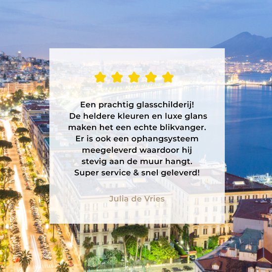 MuchoWow® Peinture sur verre 120x80 cm - Peinture sur verre acrylique - Naples la nuit - Photo sur verre - Peintures