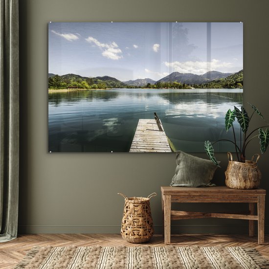 Peinture sur verre - Un lac bleu clair avec une jetée - 150x100 cm - Peintures sur Verre Peintures - Photo sur Glas