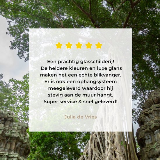 Peinture sur verre MuchoWow® 90x60 cm - Peinture acrylique sur verre - Temple Ta Prohm envahi par la végétation au Cambodge - Photo sur verre - Peintures