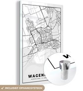Peinture sur verre - Carte de la ville de Wageningen en noir et blanc - 60x90 cm - Peintures sur verre acrylique - Photo sur Glas - Carte