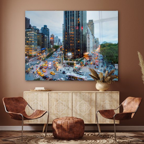 Broadway et Central Park West Glas 180x120 cm - Tirage photo sur Glas (décoration murale en plexiglas) XXL / Groot format!