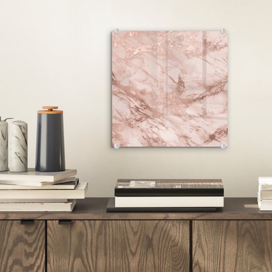 Peinture sur Verre - Marbre - Motif - Rose - 20x20 cm - Peintures sur Verre Peintures - Photo sur Glas