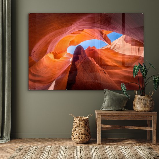 MuchoWow® Peinture sur verre 180x120 cm - Peinture sur verre - Formations rocheuses dans l'Antelope Canyon - Photo sur verre acrylique - Peintures