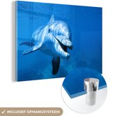 MuchoWow® Peinture sur verre 90x60 cm - Peinture sur verre acrylique - Grand dauphin nageant vers la caméra - Photo sur verre - Peintures