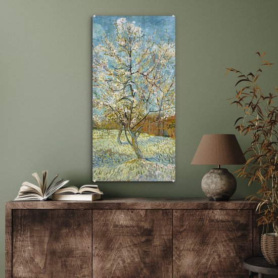 MuchoWow® Peinture sur verre 40x80 cm - Peinture acrylique sur verre - Pêcher en fleurs - Vincent van Gogh - Photo sur verre - Peintures