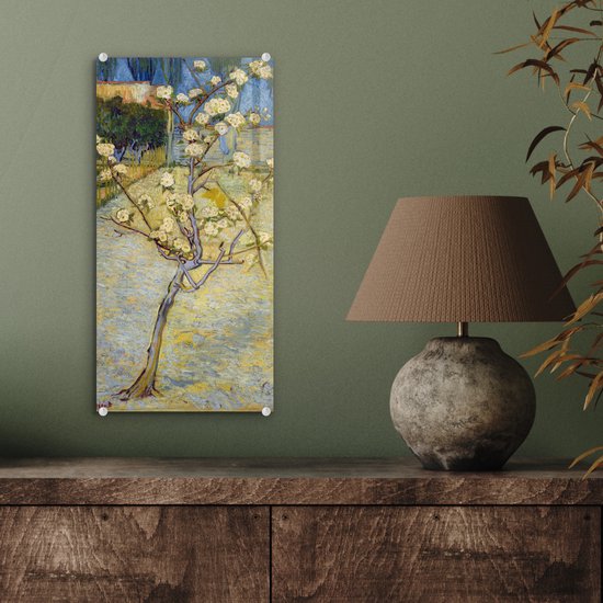 MuchoWow® Peinture sur verre 20x40 cm - Peinture sur verre acrylique - Poirier en fleur - Vincent van Gogh - Photo sur verre - Peintures