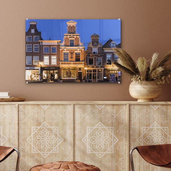 Peinture sur Verre - Alkmaar - Soir - Maisons - 60x40 cm - Peintures sur Verre Peintures - Photo sur Glas