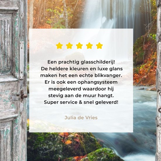 MuchoWow® Peinture sur verre 20x30 cm - Peinture sur verre acrylique - Cascade - Vue à travers - Paysage - Photo sur verre - Décoration murale salon - Décoration murale chambre - Peintures