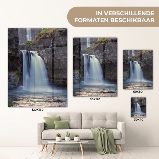 MuchoWow® Peinture sur verre - Cascade - Water - Rochers - 30x40 cm - Peintures acrylique - Photo sur Glas