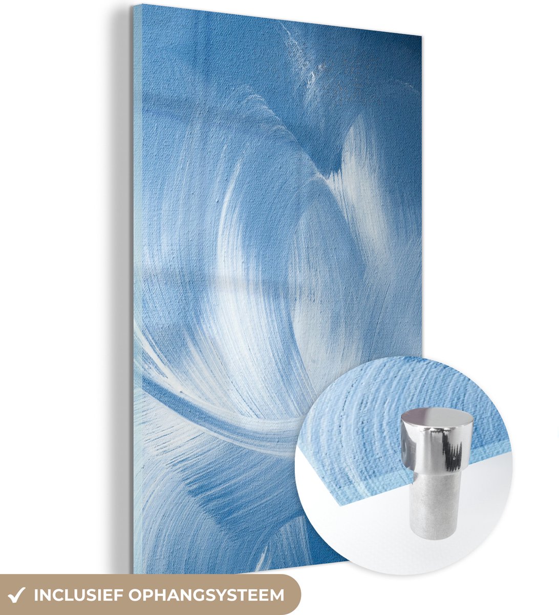 MuchoWow® Glasschilderij 20x30 cm - Schilderij acrylglas - Blauw - Acrylverf - Design - Foto op glas - Schilderijen